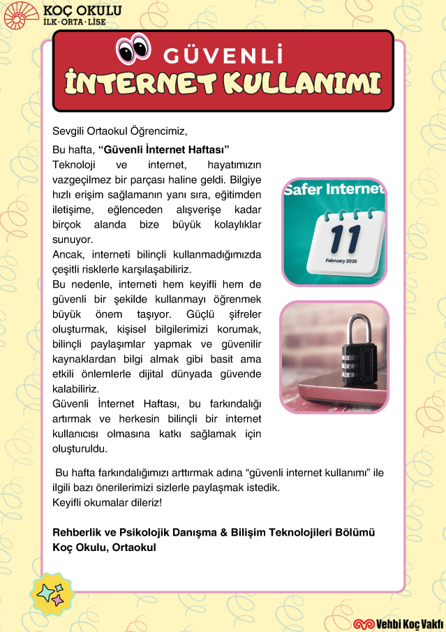 Güvenli İnternet Kullanımı - Öğrenci Bülteni