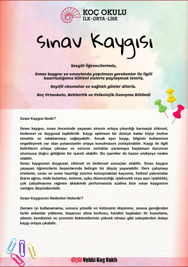 Sınav Kaygısı Öğrenci Bülteni